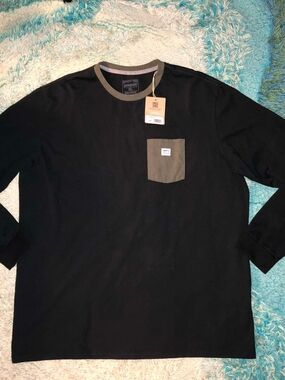 Patagonia Responsibili-Tee Black/Green Pocket Logo Long Sleeve Men's XL T-Shirt